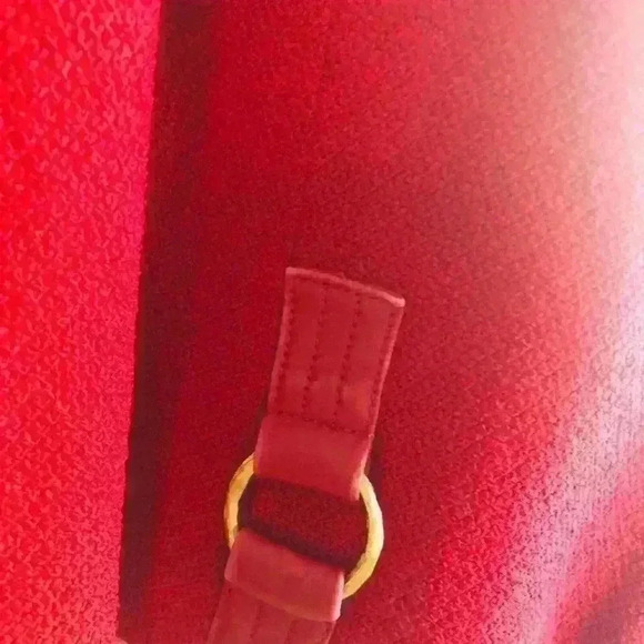 St. John Collection Red Knit & Leather Trim Jacket - Picture 4 of 8